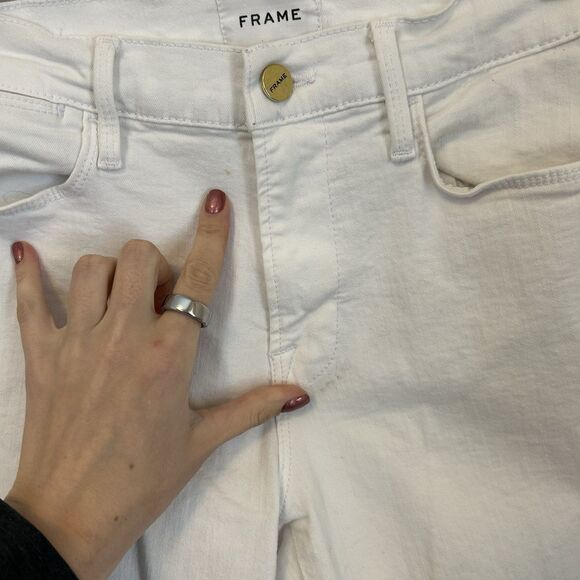 Frame Le High Straight‎ Jeans 27 White Denim High-Rise Womens - Stains - Picture 3 of 8